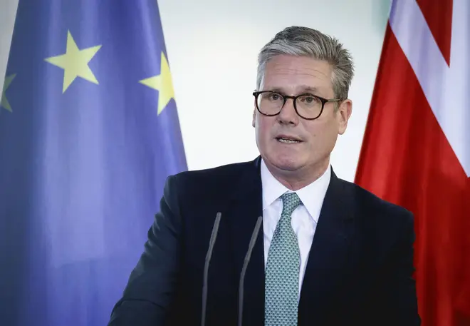 Keri Starmer, Premierminister des Vereinigten Koenigreichs und Nordirlands, waehrend einer Pressekonferenz in Berlin, 28.08.2024. Berlin Deutschland  Keri Starmer, Prime Minister of the United Kingdom of Great Britain a